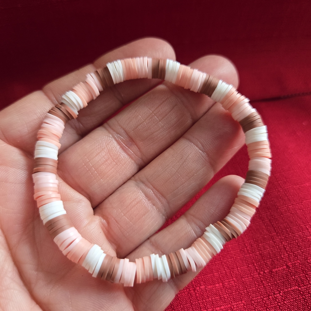 (4 For $30) Hand Crafted Pink and Brown Beaded Bracelet